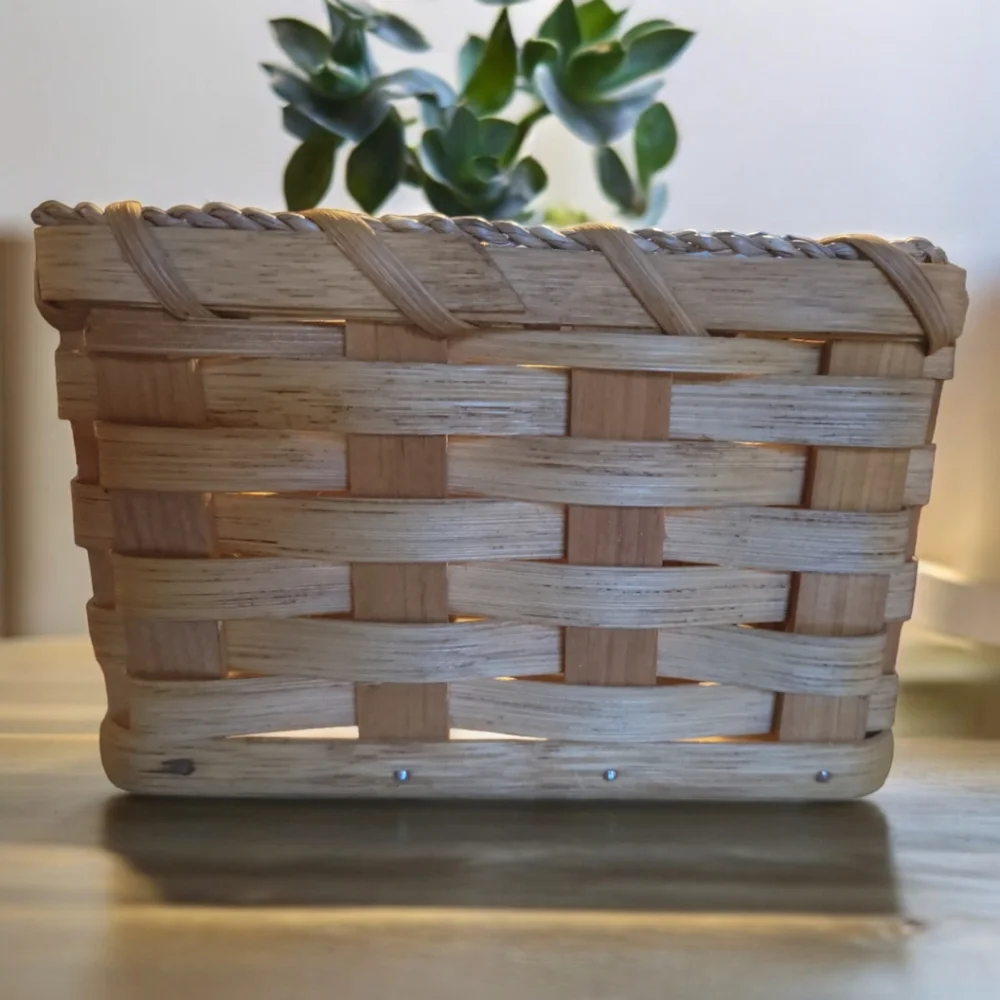 Vtg 2017 Amish Hand Woven Rectangular Wooden Basket By Samuel R Mast